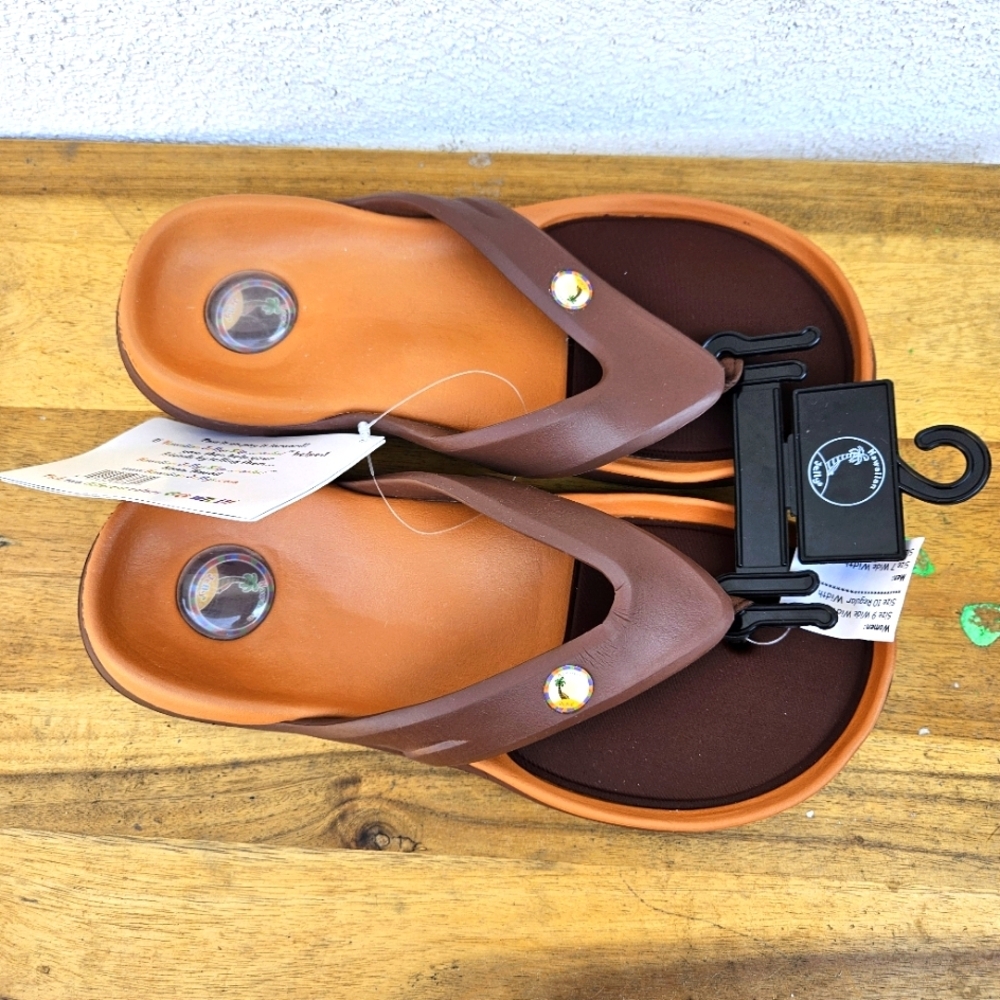 Hawaiian Jellys Ultra Comfort A'a Brown Lava Unisex Sandals Women's Size 10 - Picture 2 of 16